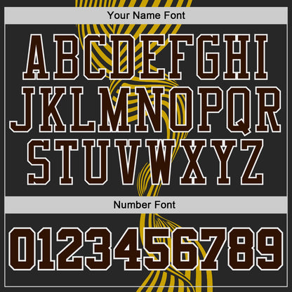 Custom Black Brown White-Yellow Stream Wave Stripe Round Neck Sublimation Basketball Uniform Jersey