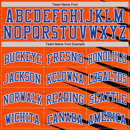Custom Orange Thunder Blue-White Wing Stripe Boho Style Round Neck Sublimation Basketball Uniform Jersey