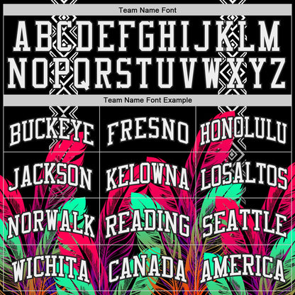 Custom Black White Red-Green Feather Geometric Boho Style Round Neck Sublimation Basketball Uniform Jersey