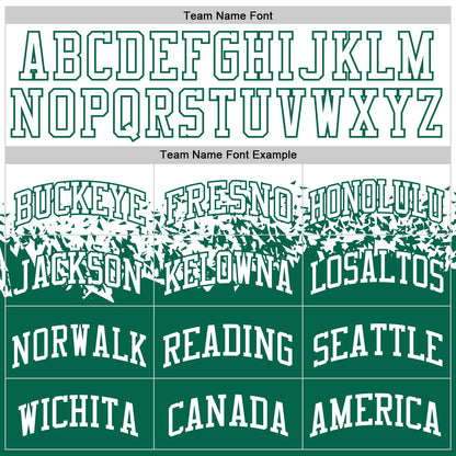 Custom White-Kelly Green Shattered Geometric Side Panel Stripe Round Neck Sublimation Basketball Set Jersey