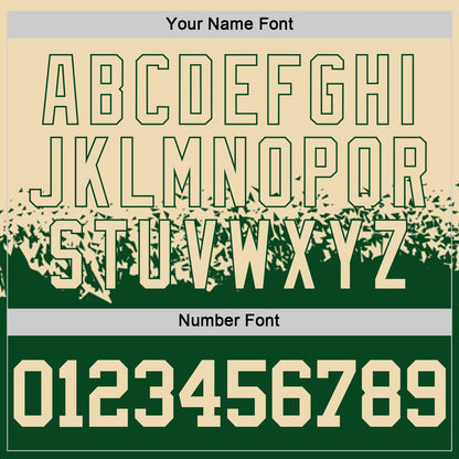 Custom Cream-Green Shattered Geometric Side Panel Stripe Round Neck Sublimation Basketball Set Jersey