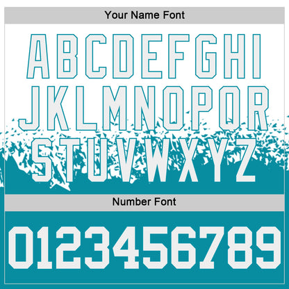 Custom White-Teal Shattered Geometric Side Panel Stripe Round Neck Sublimation Basketball Set Jersey