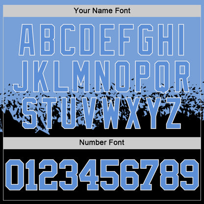 Custom Light Blue Black-White Shattered Geometric Side Panel Stripe Round Neck Sublimation Basketball Set Jersey