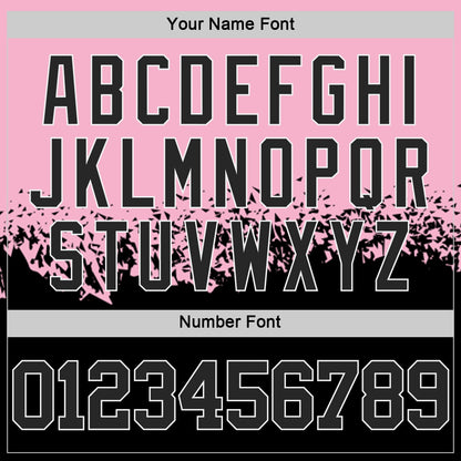 Custom Light Pink Black-White Shattered Geometric Side Panel Stripe Round Neck Sublimation Basketball Set Jersey