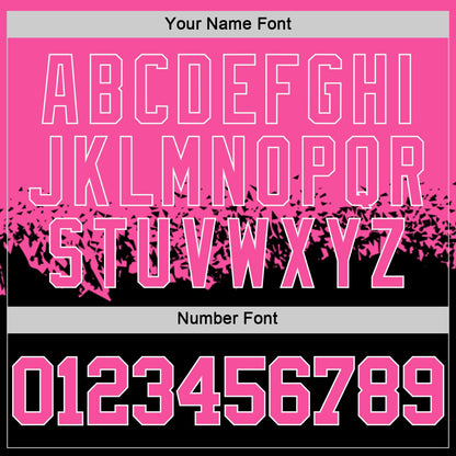 Custom Pink Black-White Shattered Geometric Side Panel Stripe Round Neck Sublimation Basketball Set Jersey