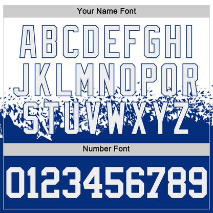 Custom White-Royal Shattered Geometric Side Panel Stripe Round Neck Sublimation Basketball Set Jersey