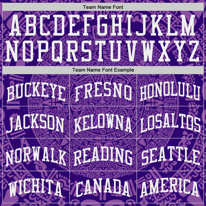 Custom Purple-White Tribal Ethnic Aztec Sun Stone Side Panel Stripe Round Neck Sublimation Basketball Set Jersey