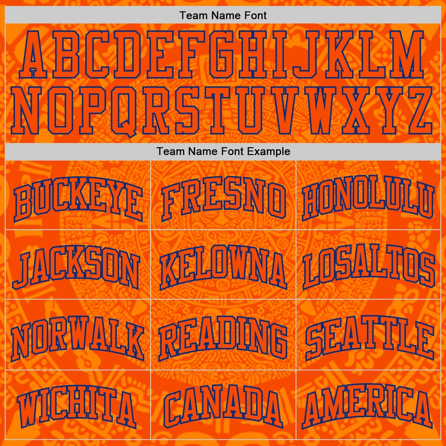 Custom Orange-Royal Tribal Ethnic Aztec Sun Stone Side Panel Stripe Round Neck Sublimation Basketball Set Jersey