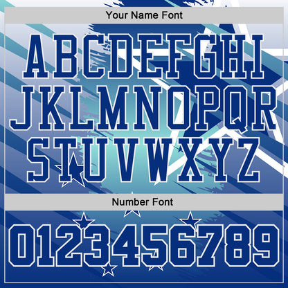 Custom Blue Royal-White Star Grunge Brush Stroke Gradient Round Neck Sublimation Basketball Uniform Jersey