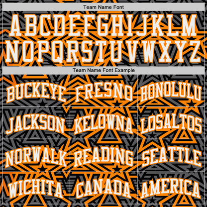 Custom Steel Gray White Bay Orange-Black Geometric Starburst Color Block Round Neck Sublimation Basketball Uniform Jersey