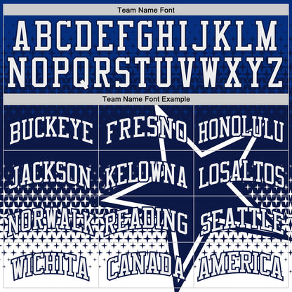 Custom Navy-White Star Dot Gradient Round Neck Sublimation Basketball Uniform Jersey