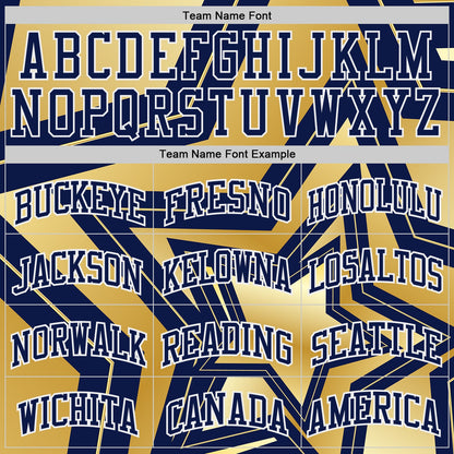Custom Navy Old Gold-White Geometric Star Texture Round Neck Sublimation Basketball Uniform Jersey