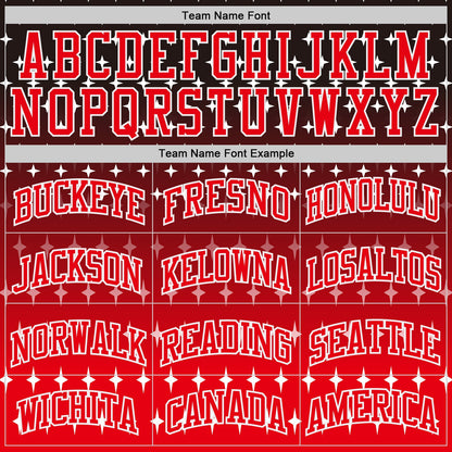 Custom Black Fire Red-White Star Gradient Round Neck Sublimation Basketball Uniform Jersey