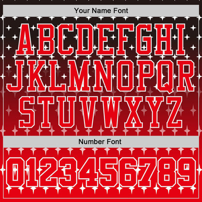 Custom Black Fire Red-White Star Gradient Round Neck Sublimation Basketball Uniform Jersey