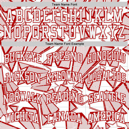 Custom White-Red Geometric Star Texture Round Neck Sublimation Basketball Uniform Jersey