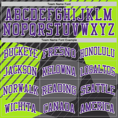 Custom Black Purple White-Neon Green Stripe Star Color Block Round Neck Sublimation Basketball Uniform Jersey