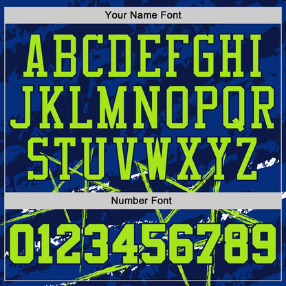 Custom Royal Neon Green-Navy Star Splatter Brush Stroke Round Neck Sublimation Basketball Uniform Jersey