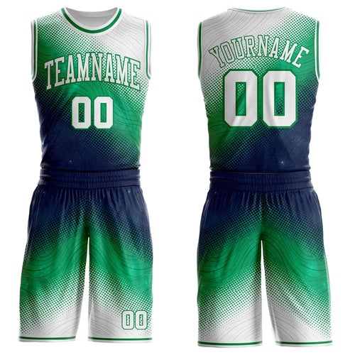 Custom White Blue-Green Nebula Starry Galaxy Space Geometric Dot Round Neck Sublimation Basketball Uniform Jersey