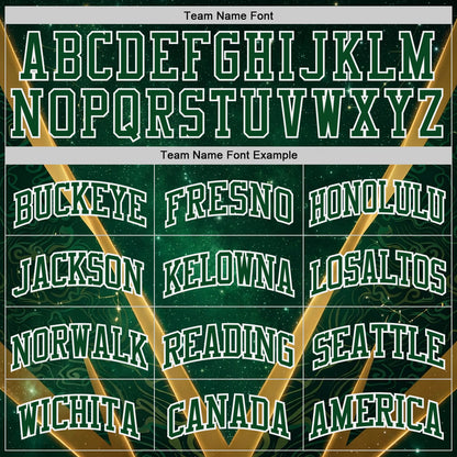 Custom Green Yellow-White Nebula Starry Galaxy Space Round Neck Sublimation Basketball Uniform Jersey