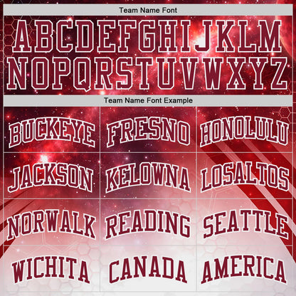 Custom Crimson-White Nebula Starry Galaxy Space Round Neck Sublimation Basketball Uniform Jersey
