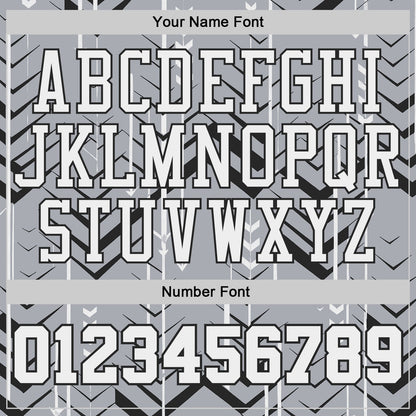 Custom Gray White-Black Geometric Chevron Pattern Round Neck Sublimation Basketball Uniform Jersey