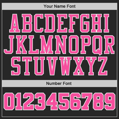 Custom Black Pink-White Geometric Stripes Round Neck Sublimation Basketball Uniform Jersey