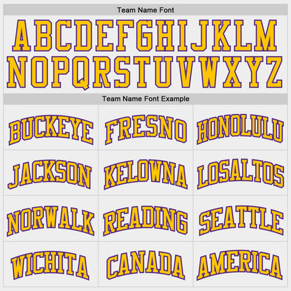 Custom White Yellow Lakes Blue-Purple Geometric Stripe Round Neck Sublimation Basketball Uniform Jersey