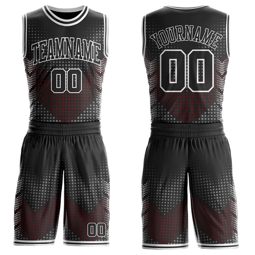 Custom Black-White Dot Gradient Round Neck Sublimation Basketball Uniform Jersey