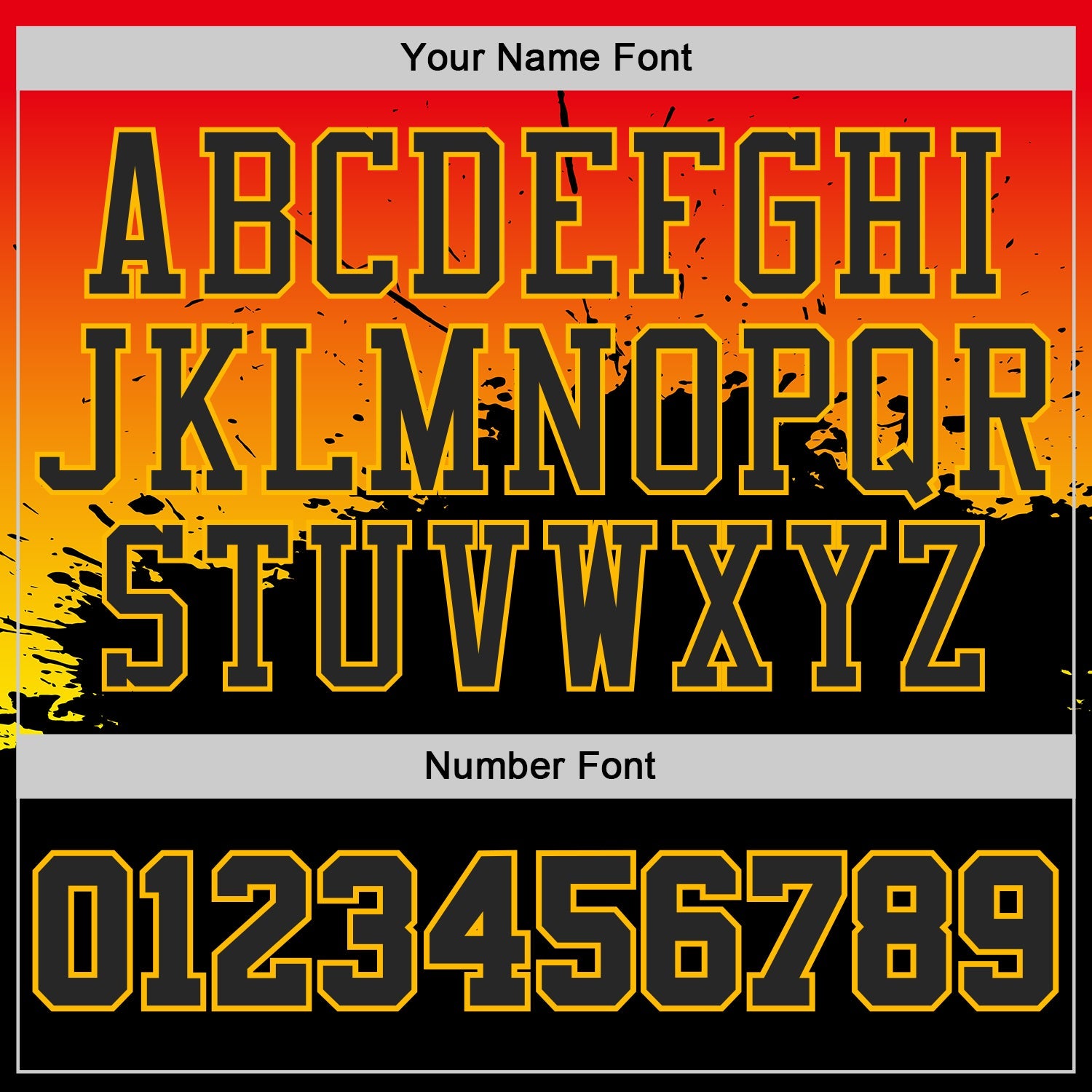 Custom Orange Black-Gold Splatter Gradient Round Neck Sublimation Basketball Uniform Jersey