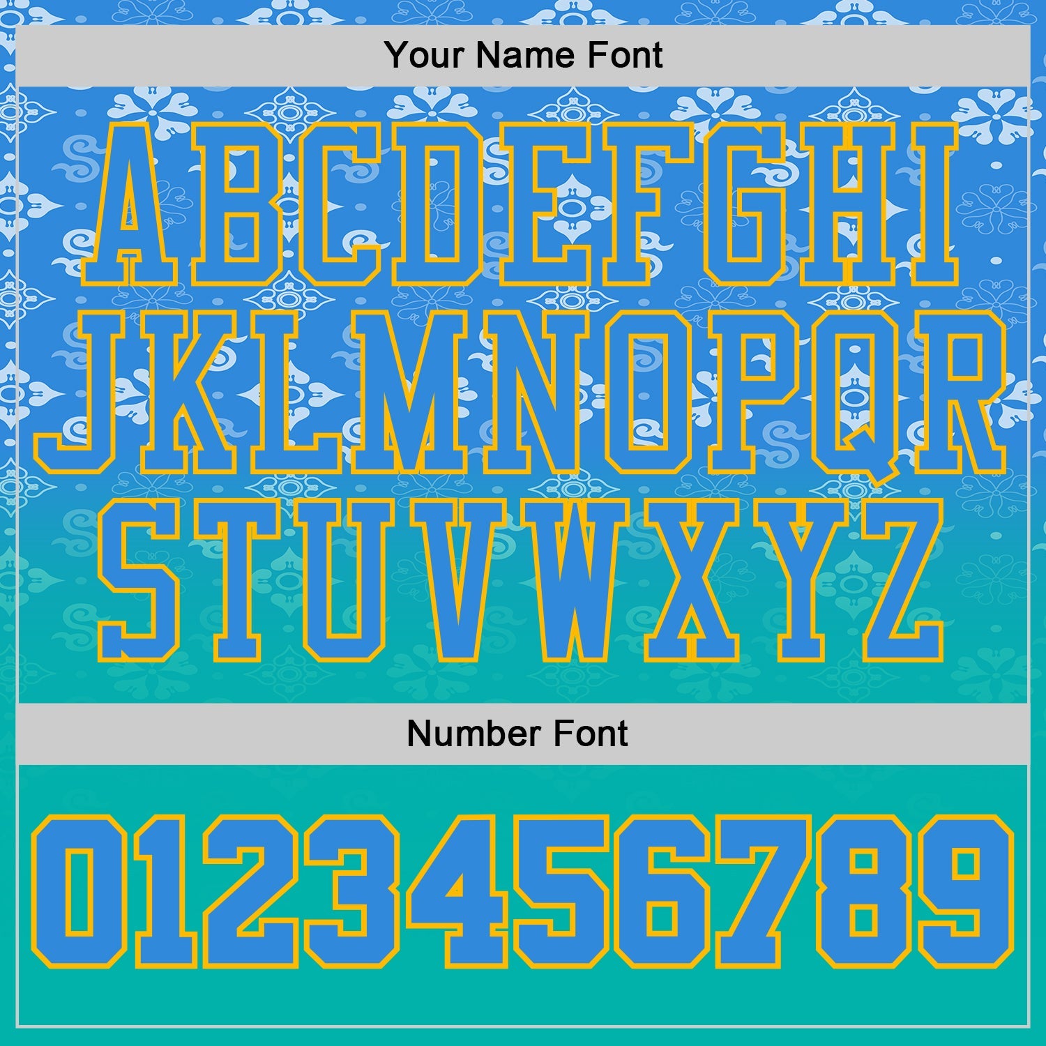 Custom Powder Blue Aqua-Gold Floral Texture Gradient Round Neck Sublimation Basketball Uniform Jersey