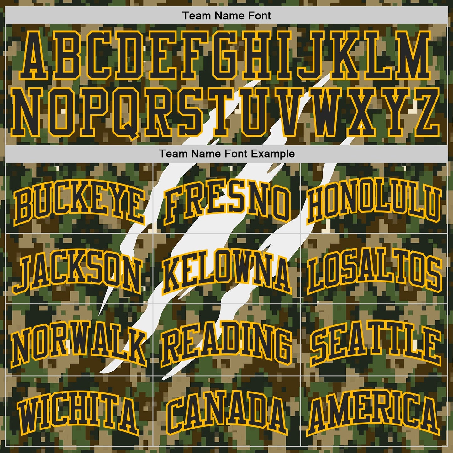 Custom Camo Black-Gold Woodland Camouflage Claw Scratch Round Neck Sublimation Salute To Service Basketball Uniform Jersey