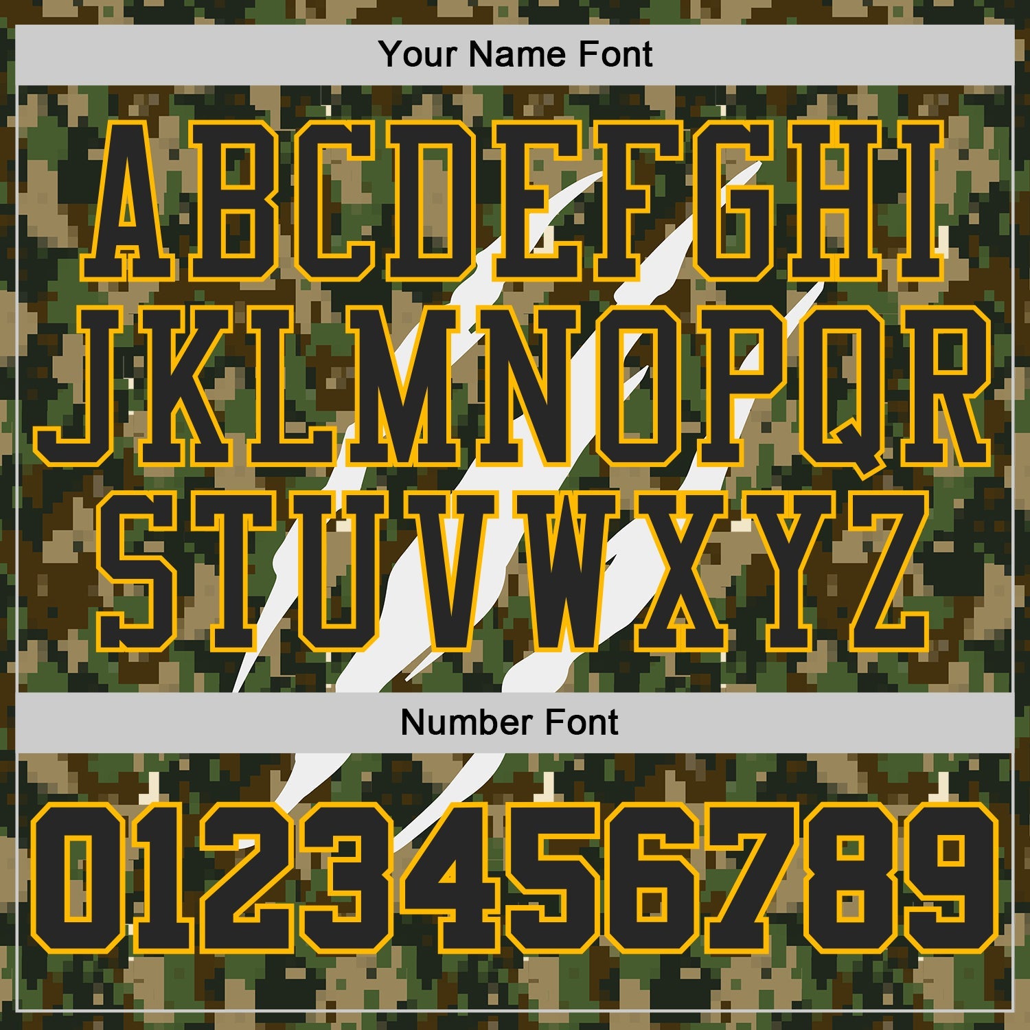 Custom Camo Black-Gold Woodland Camouflage Claw Scratch Round Neck Sublimation Salute To Service Basketball Uniform Jersey