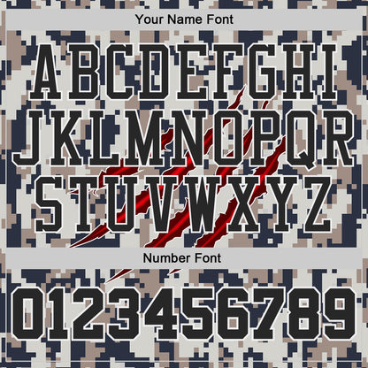 Custom Camo Black-White Digital Camouflage Claw Round Neck Sublimation Salute To Service Basketball Uniform Jersey