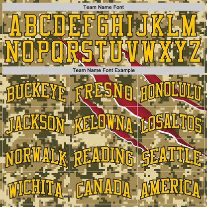 Custom Camo Yellow-Black Desert Camouflage Claw Round Neck Sublimation Salute To Service Basketball Uniform Jersey