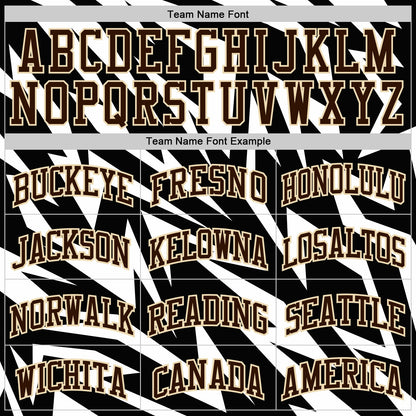 Custom White Brown Black-Cream Vibrant Lightning Stripe Round Neck Sublimation Basketball Uniform Jersey