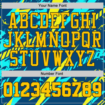 Custom Blue Yellow-Black Lightning Round Neck Sublimation Basketball Uniform Jersey
