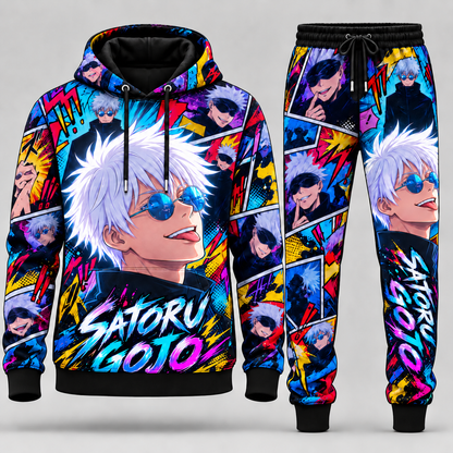 Gojo Satoru Transformation Fan Set — Ninjutsu Kaisen Hoodie & Sweatpants