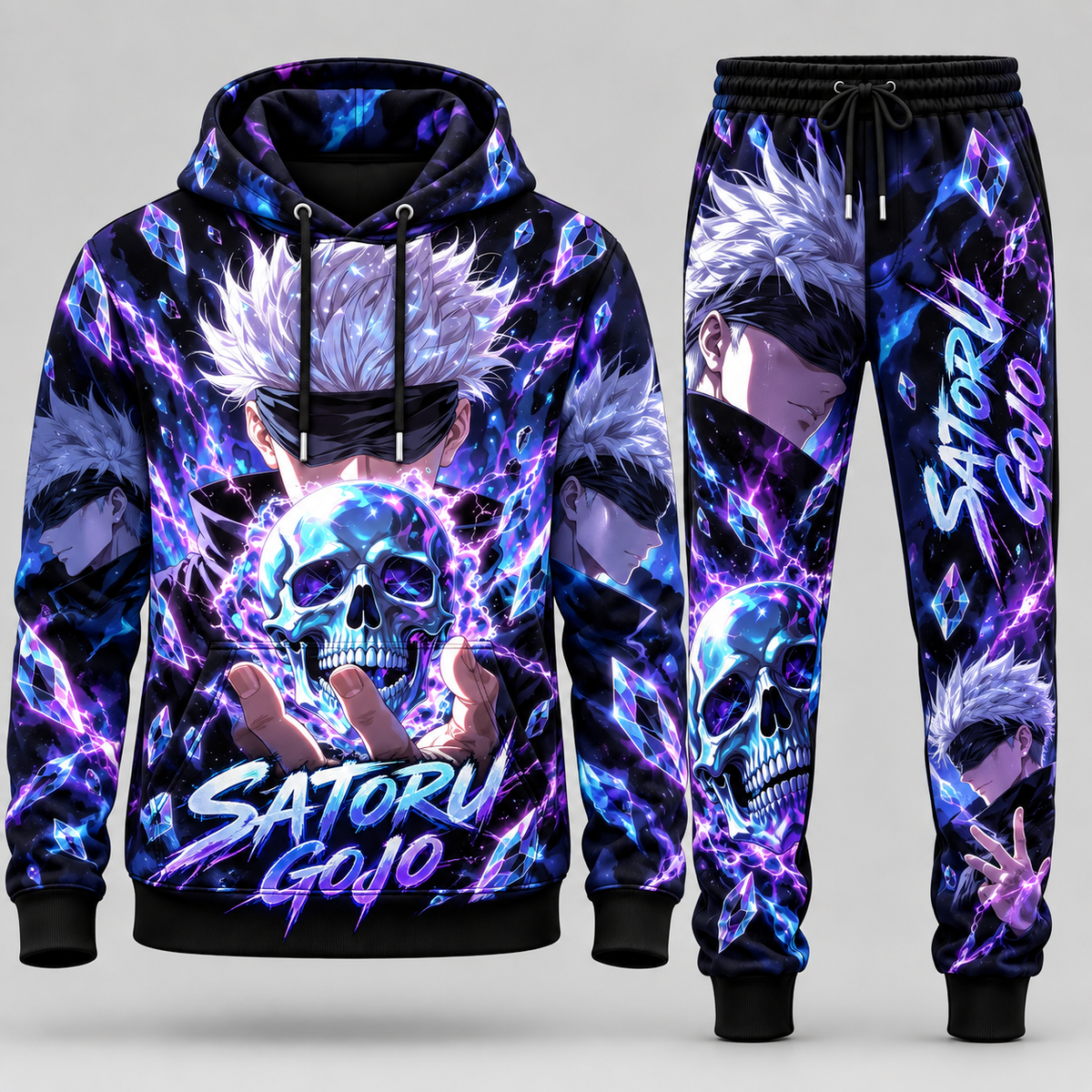 Gojo Satoru Transformation Fan Set — Ninjutsu Kaisen Hoodie & Sweatpants