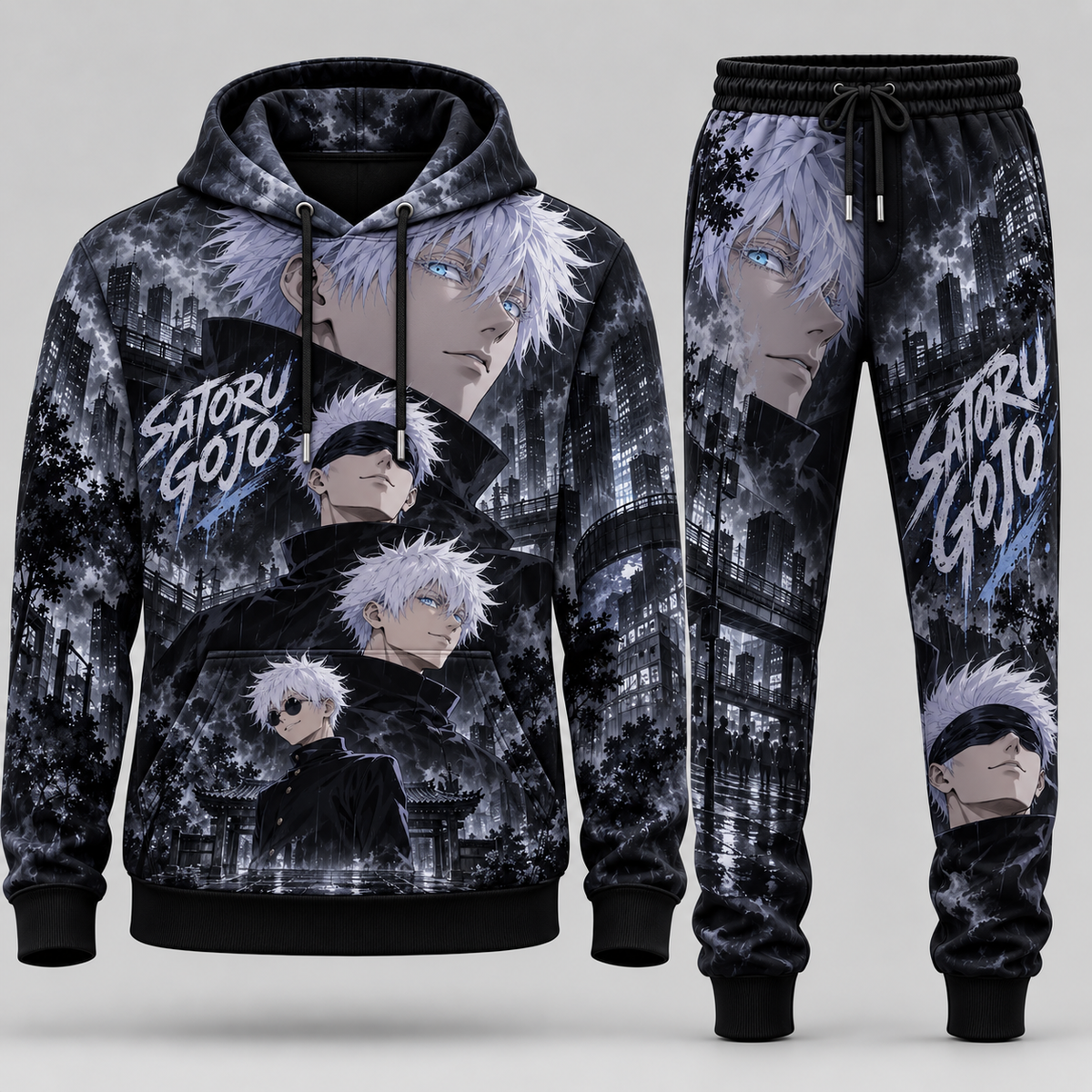 Gojo Satoru Transformation Fan Set — Ninjutsu Kaisen Hoodie & Sweatpants
