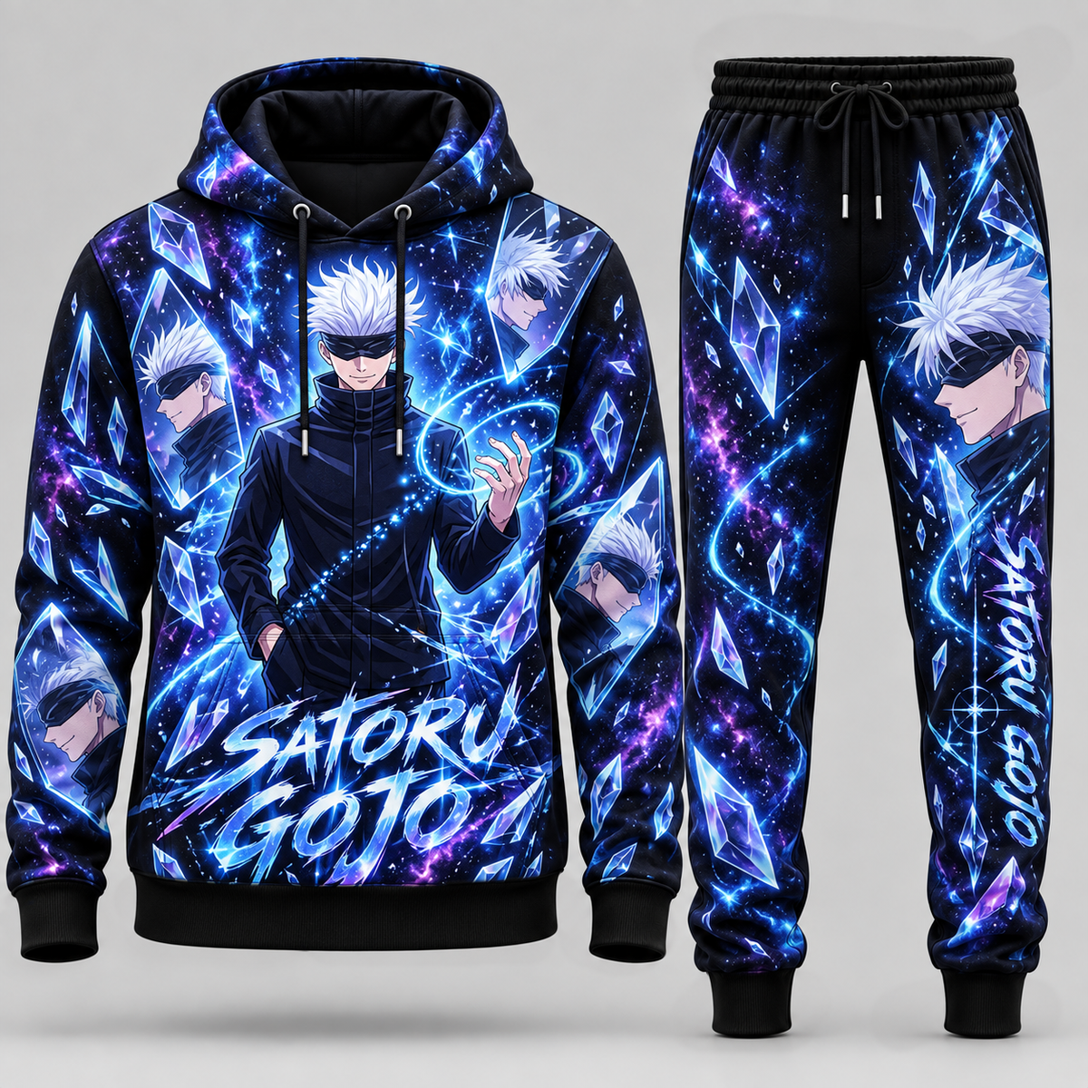 Gojo Satoru Transformation Fan Set — Ninjutsu Kaisen Hoodie & Sweatpants