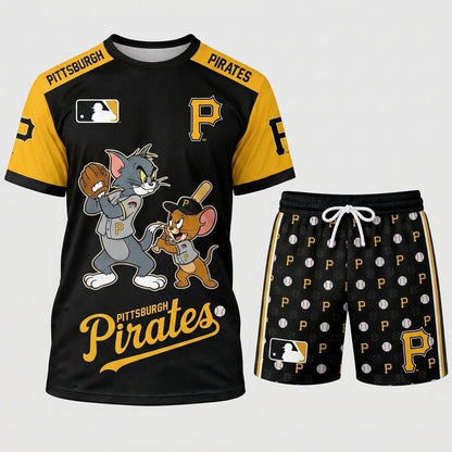 All USA Baseball Teams Inspired Fan Set, Graphic T-Shirt And Shorts Combo Outfit