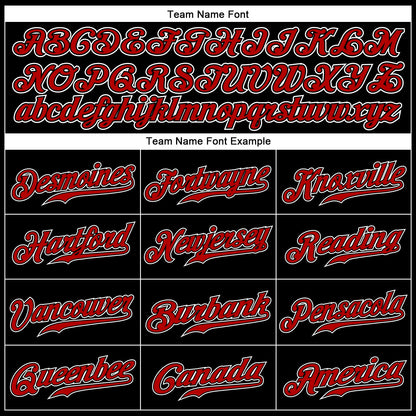 Custom Black Red Pinstripe Red-White Authentic Baseball Jersey