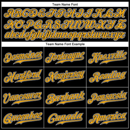 Custom Black Gold Pinstripe Gold-White Authentic Baseball Jersey
