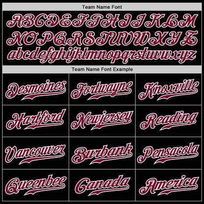 Custom Black White Pinstripe Maroon-White Authentic Baseball Jersey