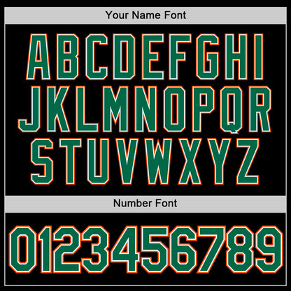 Custom Black Kelly Green-Orange Performance T-Shirt