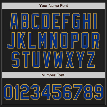 Custom Black Old Gold Pinstripe Royal Authentic Baseball Jersey