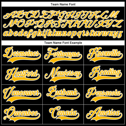 Custom Black Gold-White Hockey Lace Neck Jersey