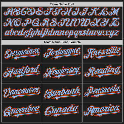 Custom Black Orange-Light Blue Authentic Baseball Jersey