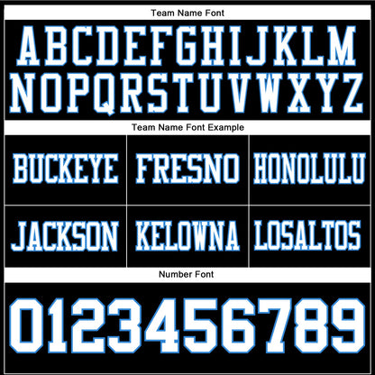 Custom Black White-Powder Blue Authentic Football Jersey