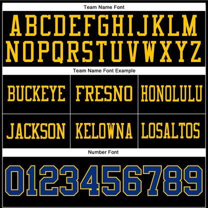 Custom Black Royal-Yellow Authentic Football Jersey
